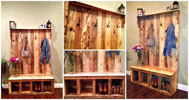 DIY Your Own Pallet Hall Tree or Pallet Wood Entryway Bench