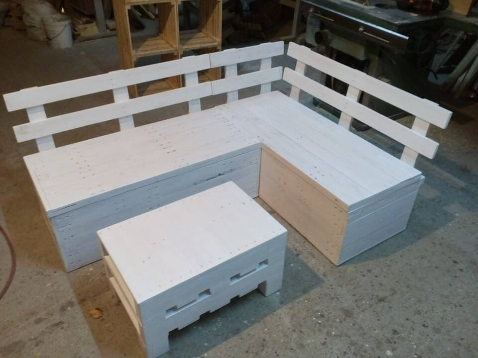 Recycled pallet sectional sofa