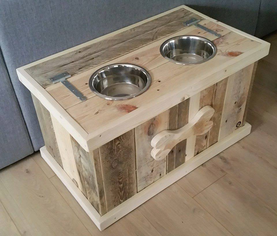 Pallet Dog Bowl Stand with Storage DIY Crafts