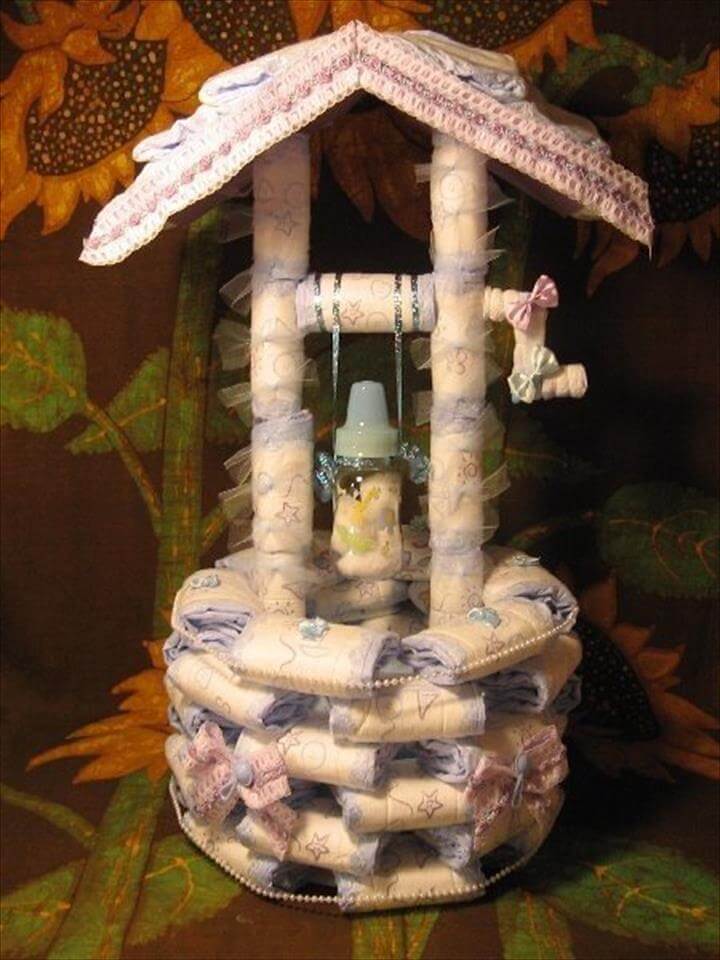 incredibile wishing well diaper cake