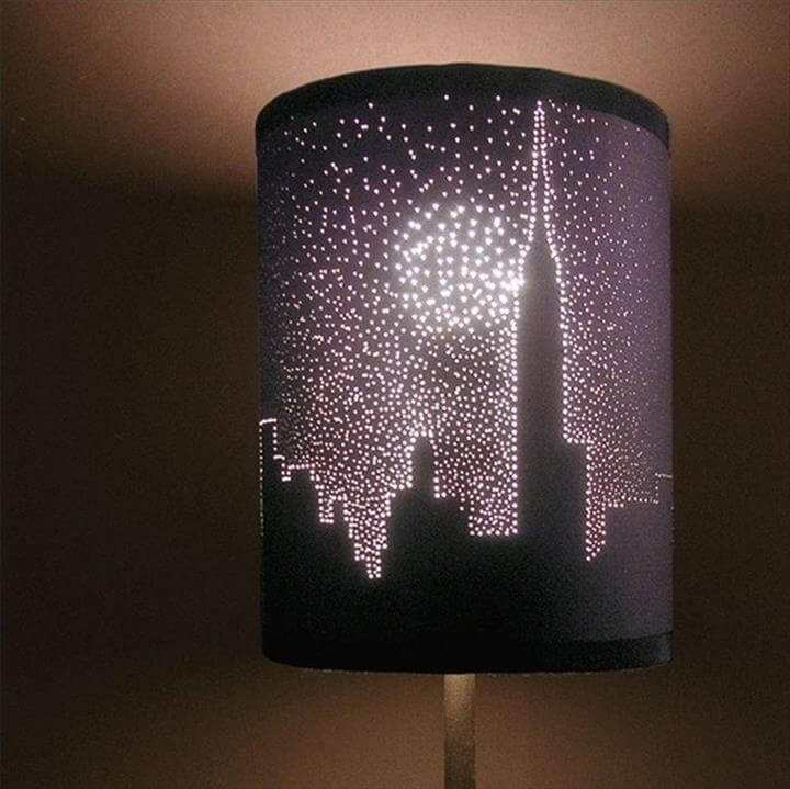 DIy cityspace tiny lights lampshade