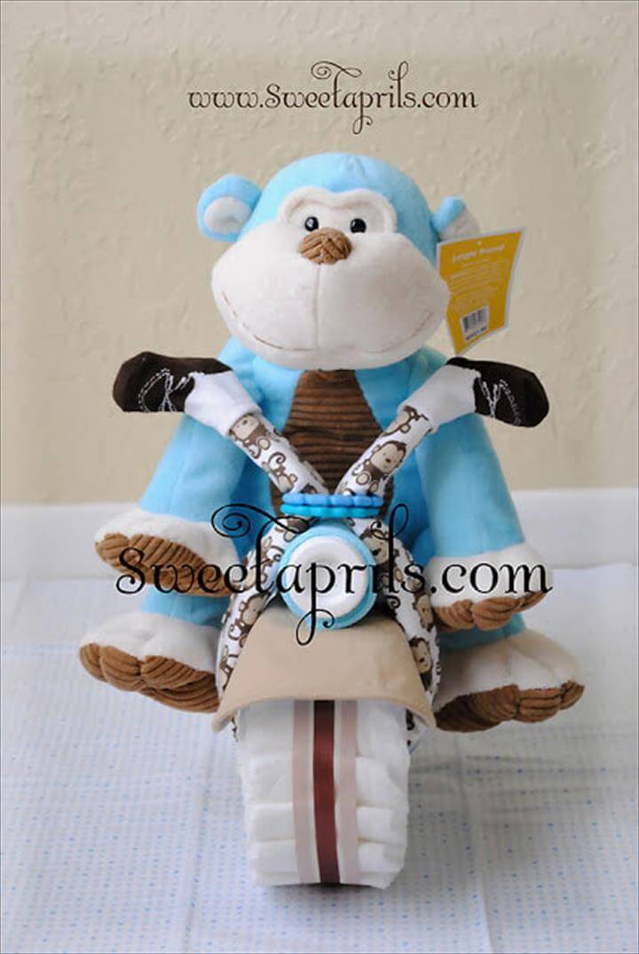 easy to make motorcycle diaper cake