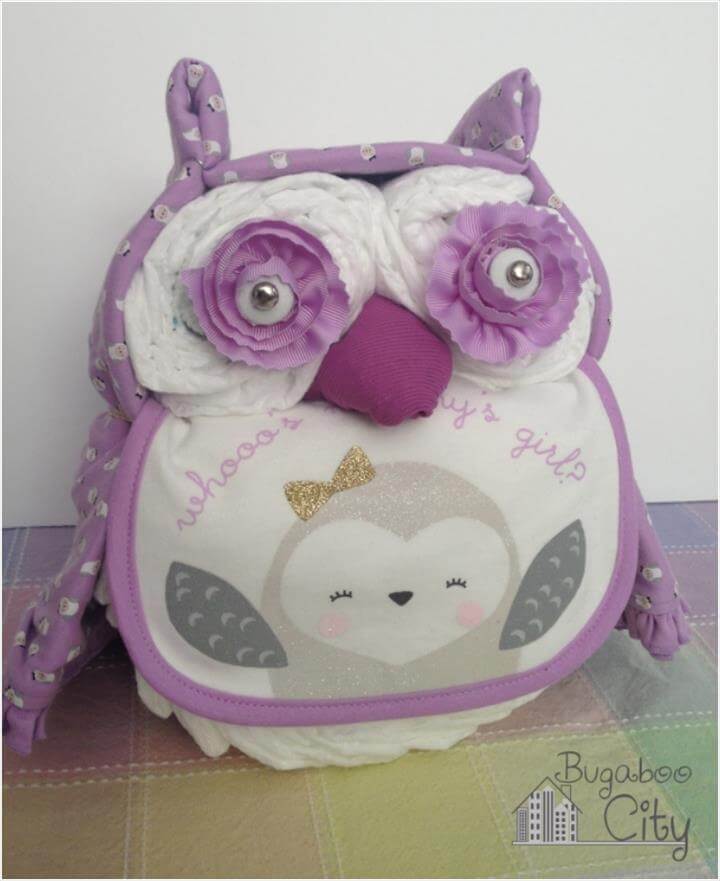 DIY owl diaper cake