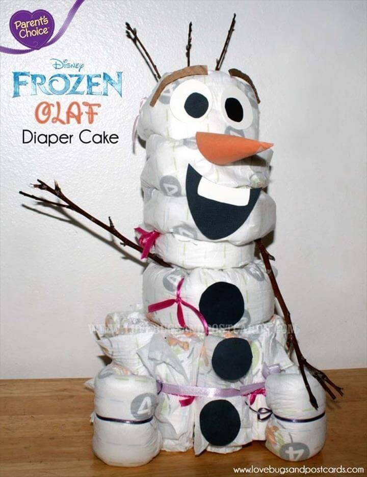 baby shower snowman diaper cake 