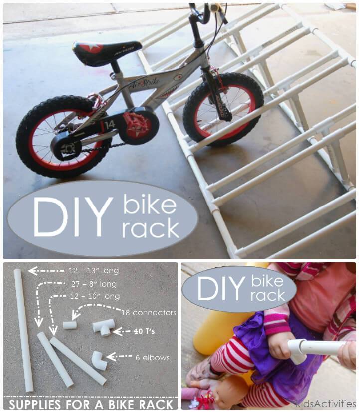 repurposed PVC pipe bike or cycle rack