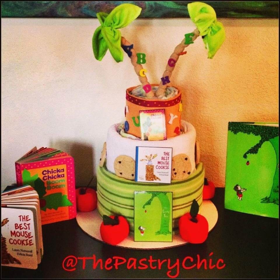 custom book themed diaper cake