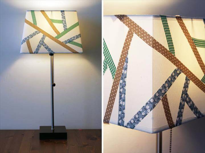 fabric tape lampshade makeover
