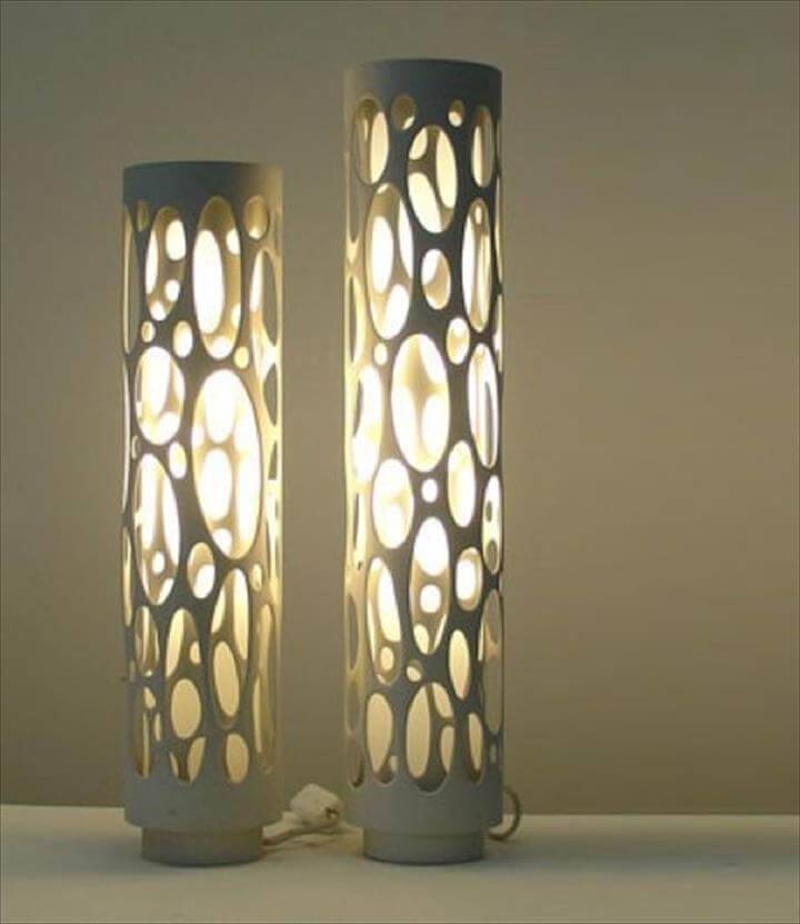 upcycled PVC pipe lamps