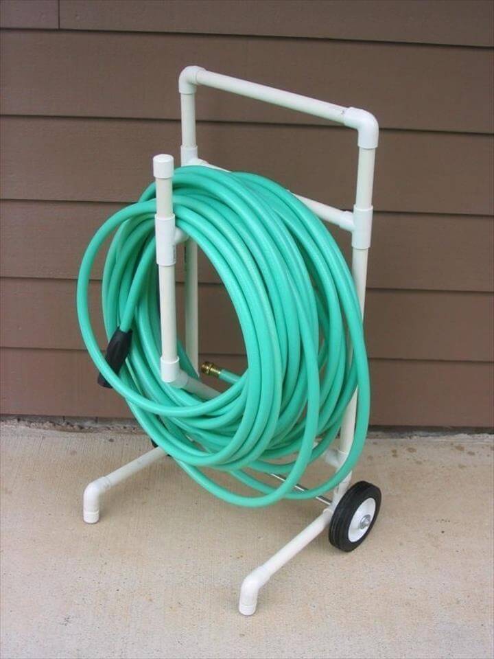 reclaimed PVC pipe garden hose stand