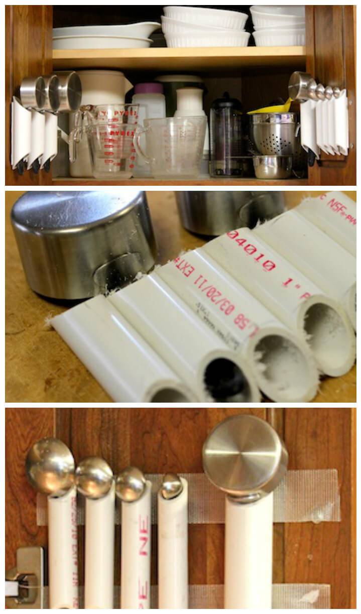 reclaimed PVC pipe kitchen tool organizer
