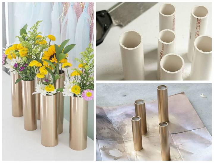 modern spring centerpieces done with PVC pipes