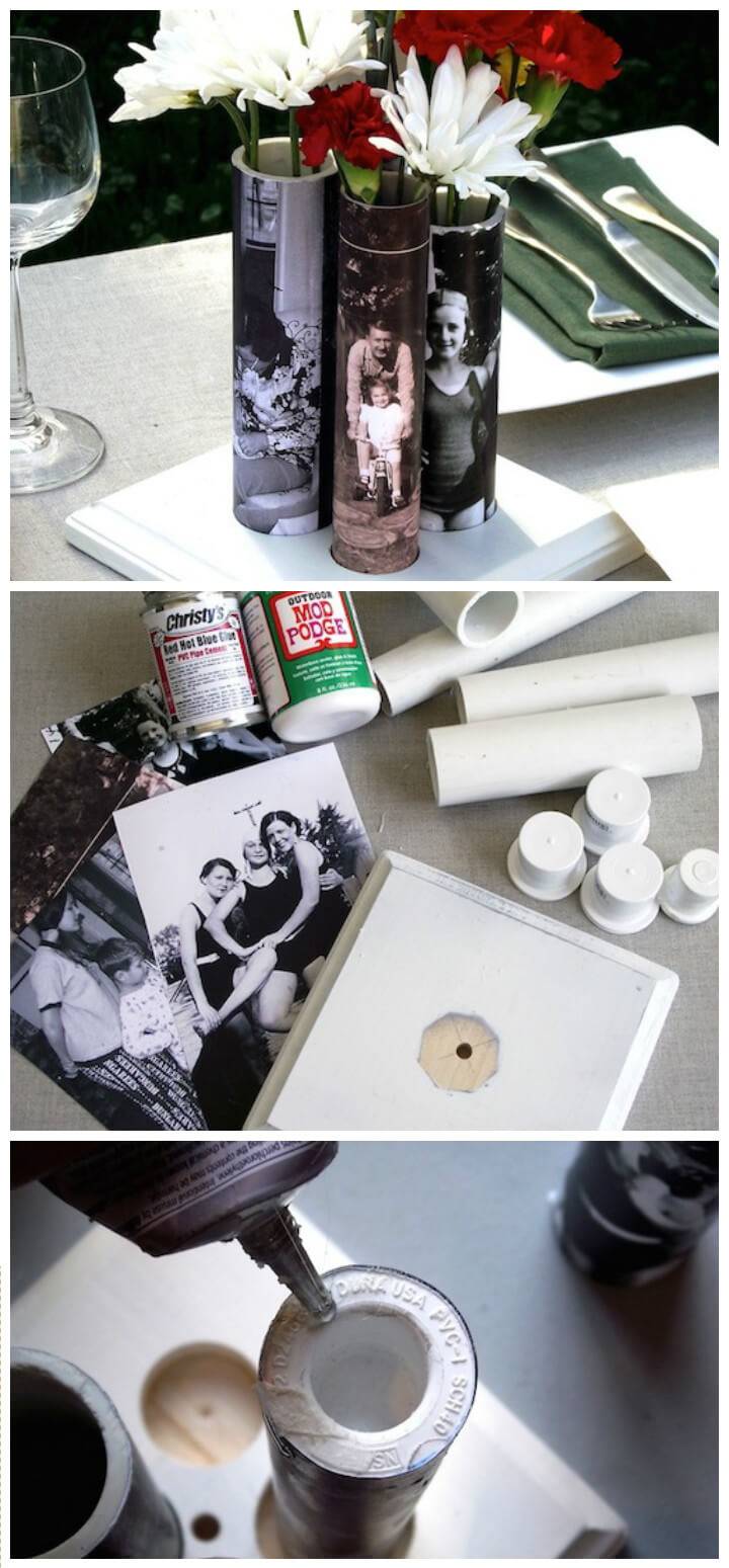 Mother's Day cool vases made from old PVC pipes