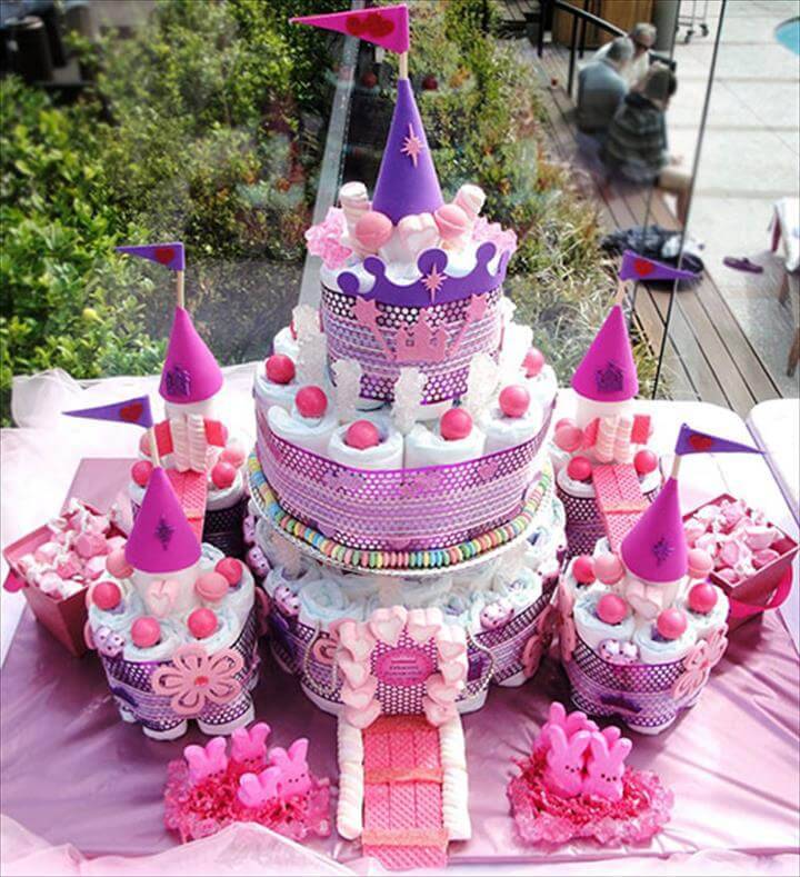 Stunning Castle Diaper Cake