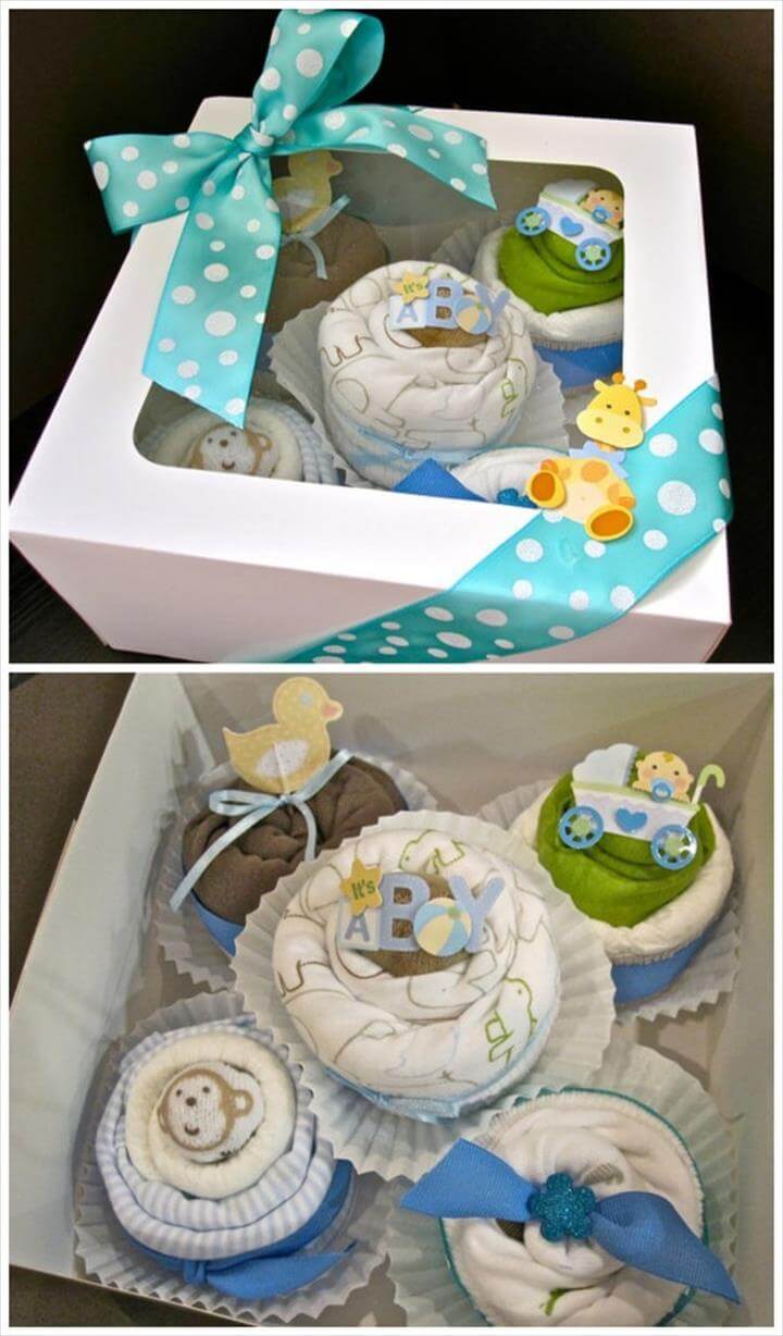  windeln in Baby shower Cupcakes