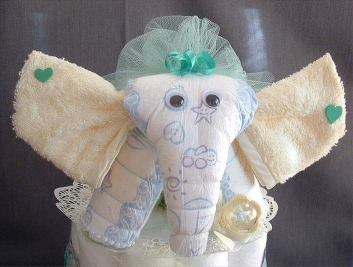 beautiful elephant diaper cake