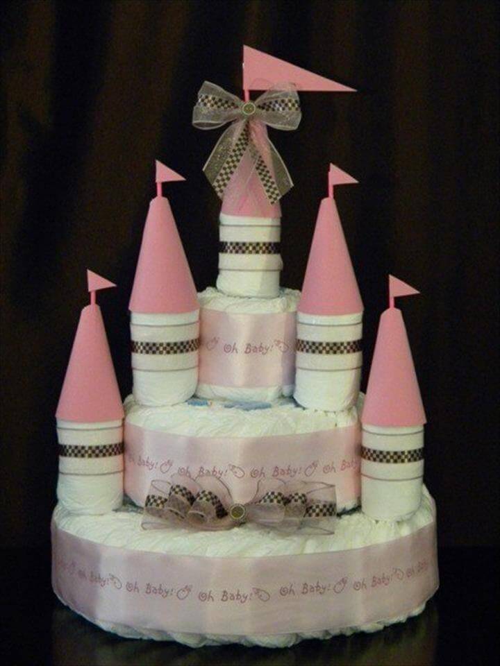 awesome castle diaper cake