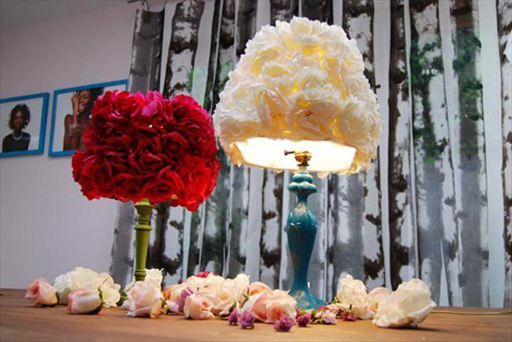 faux flower lampshade makeover