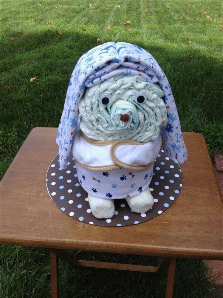  cool floppy-eared dog diaper cake 