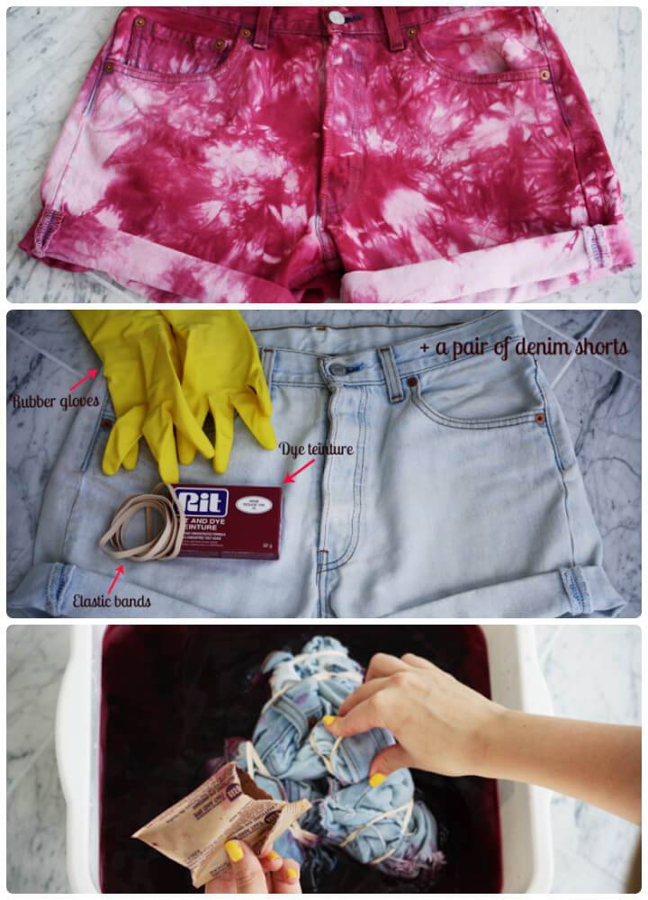 DIY tie dye summer shorts idea