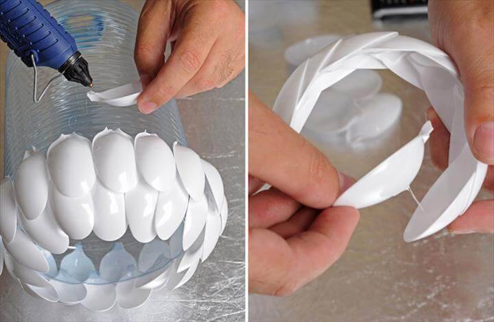 how to make a lampshade using plastic spoon