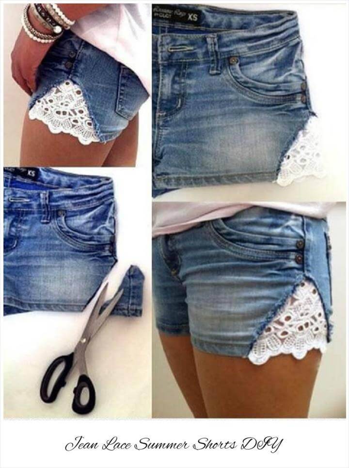 jean lace summer shorts makeover