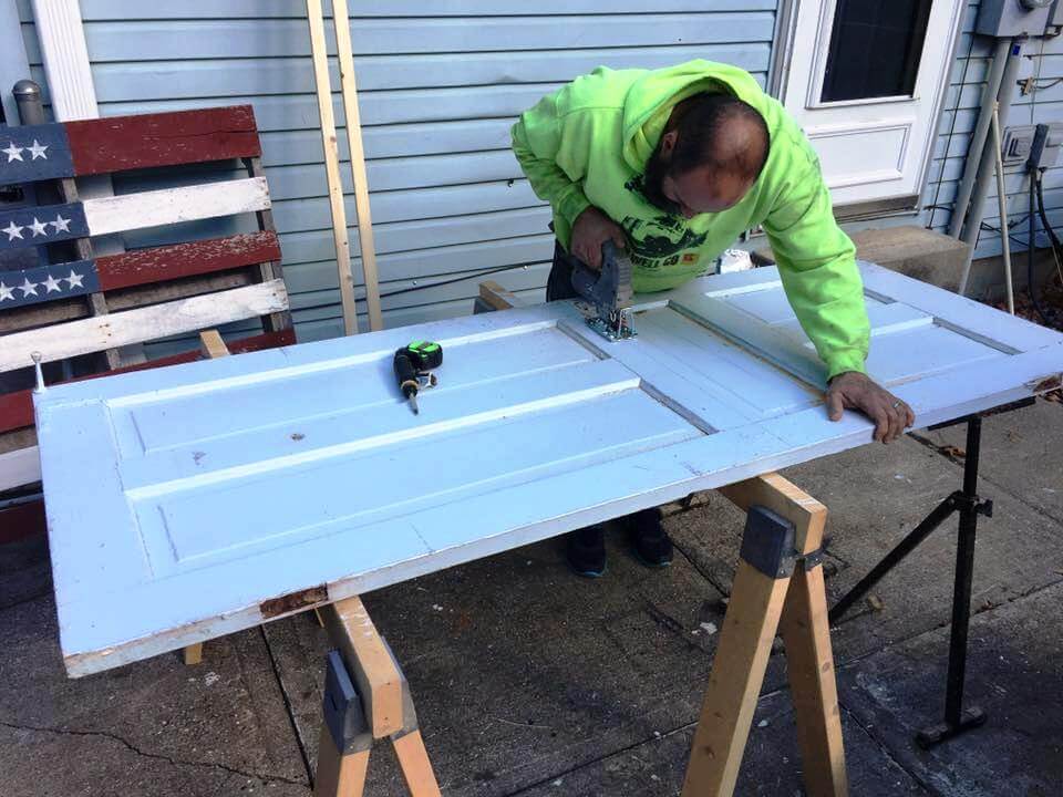 sanding of old door