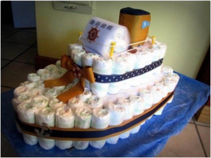  double decker ship diaper cake