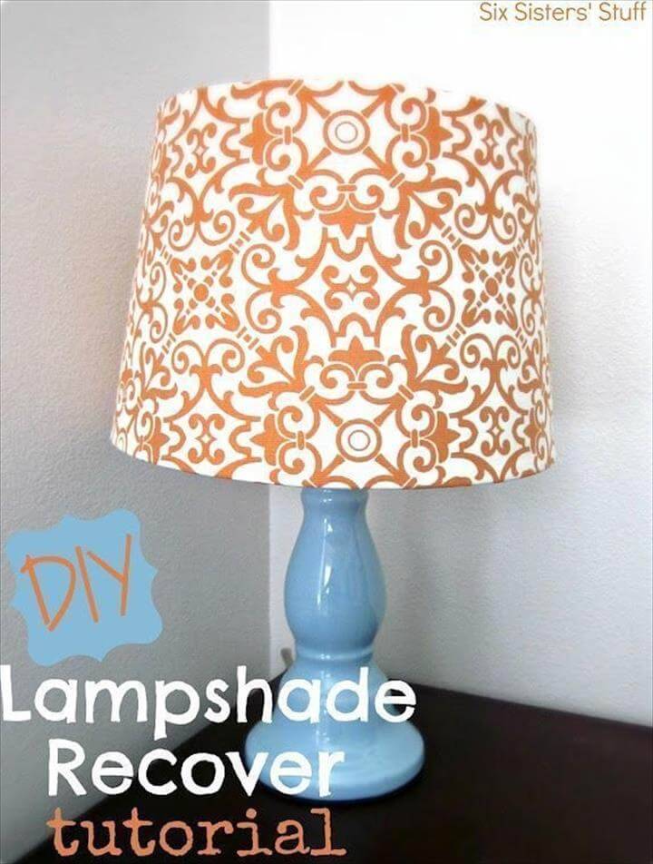 Textured fabric recover lampshade tutorial