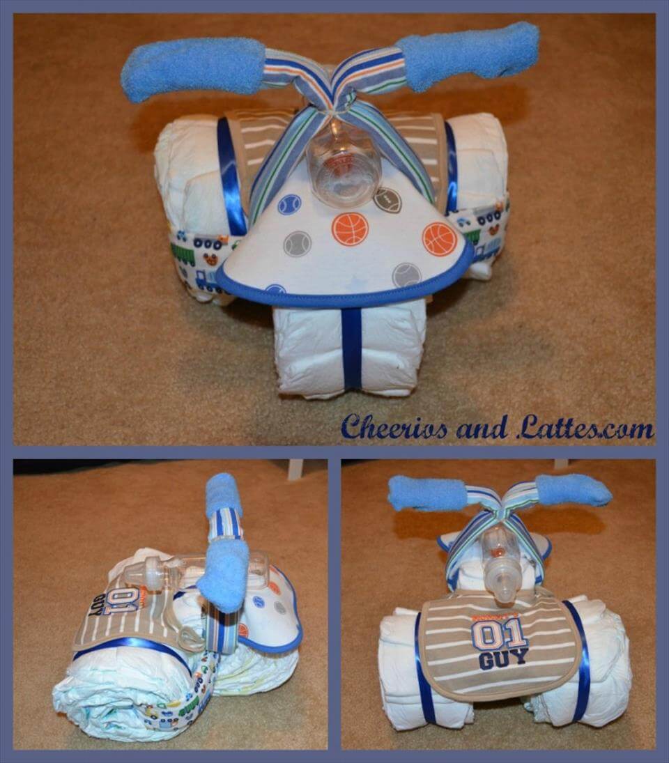 impressionante triciclo diaper cake