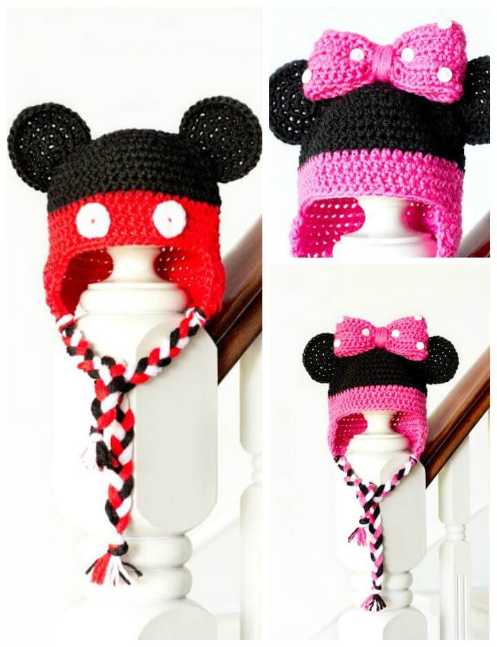 free crochet minnie mouse baby hat pattern