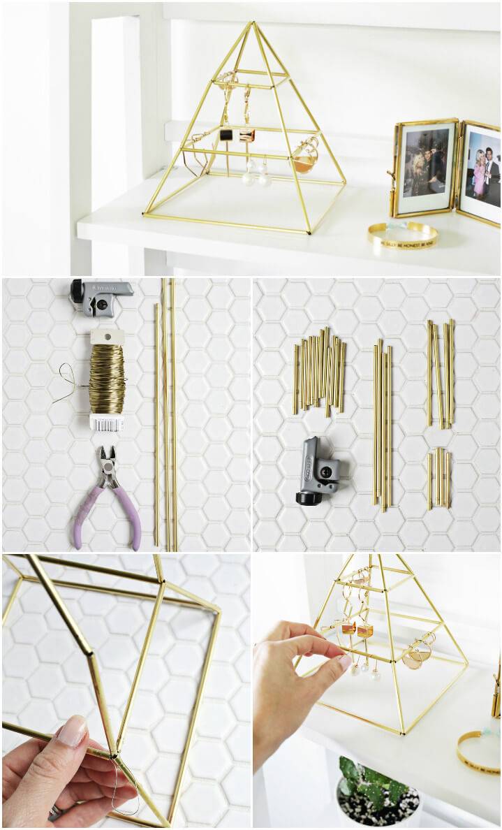 self-installed brass earring pyramid