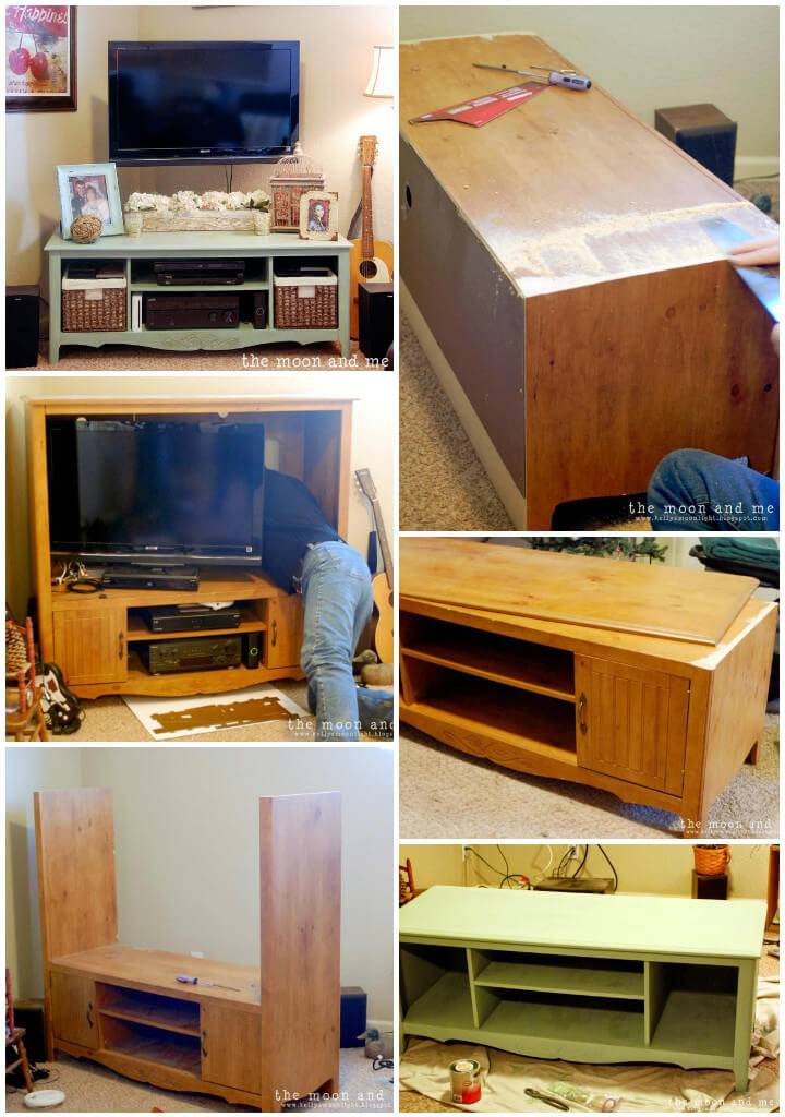 TV console built from an old entertainment center