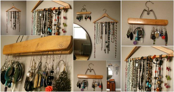 old hangers as awesome jewelry organizers