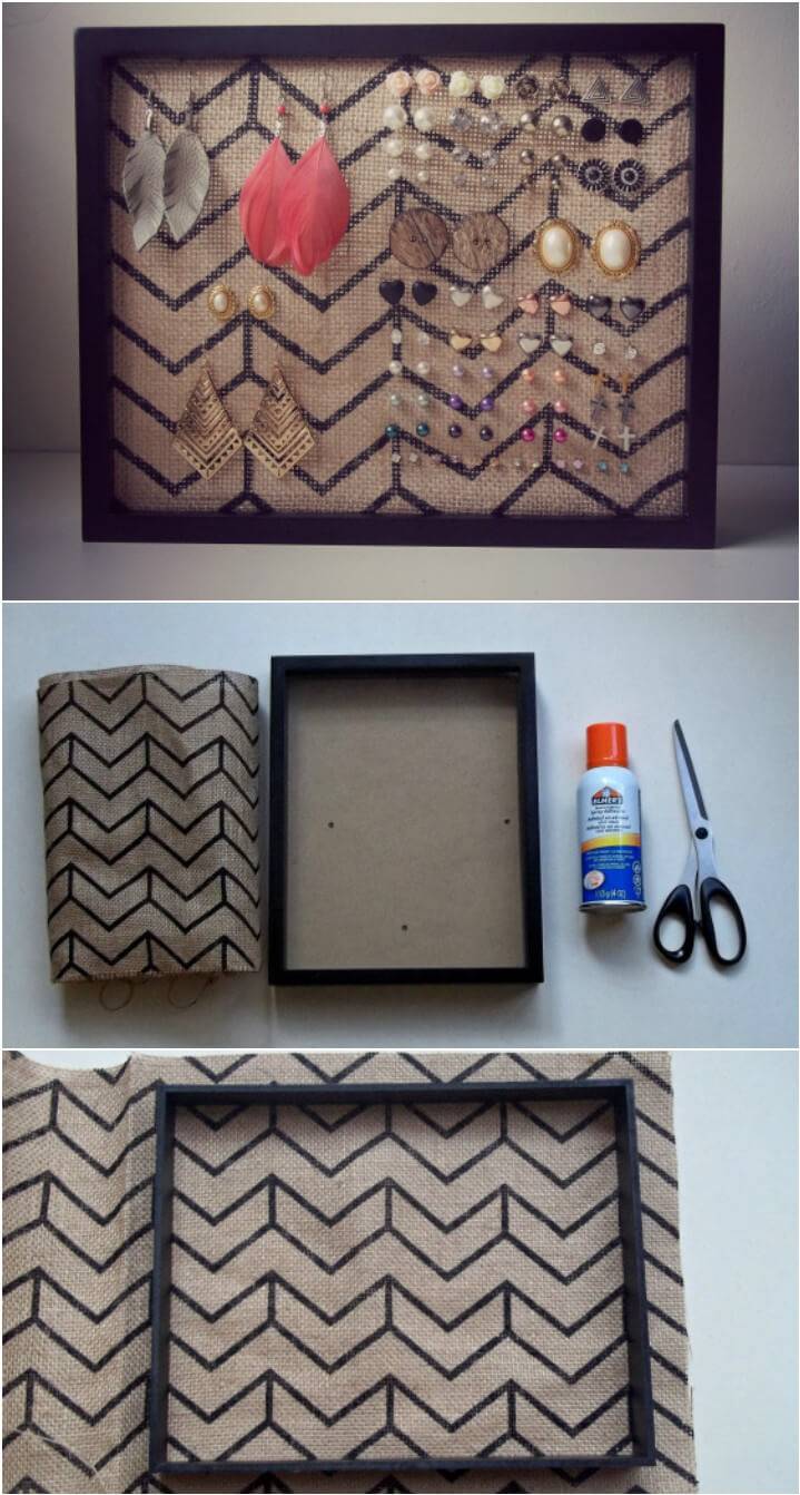 recycled old frame into earring holder