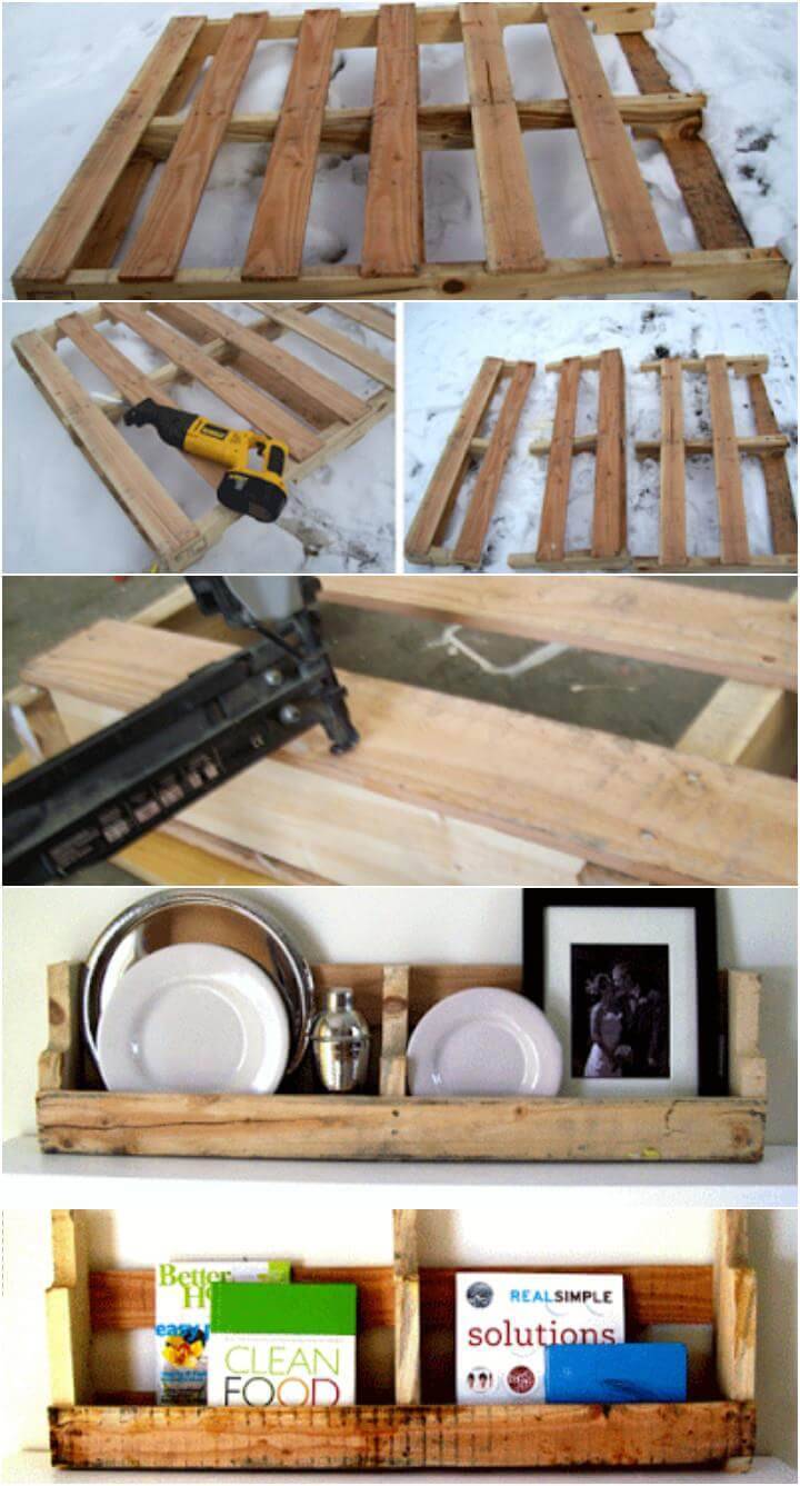 wooden pallet wall shelf