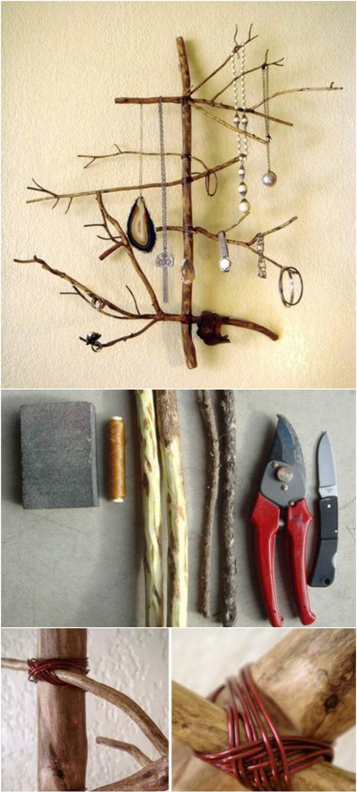 old twigs into fancy jewelry display and organizer