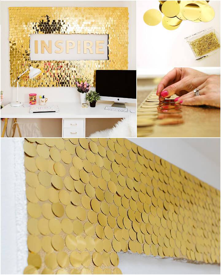precious golden sequins decorative wall
