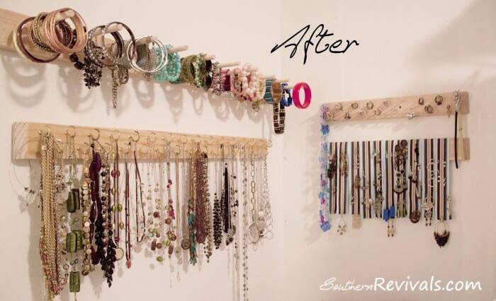 DIY wall jewelry organizer