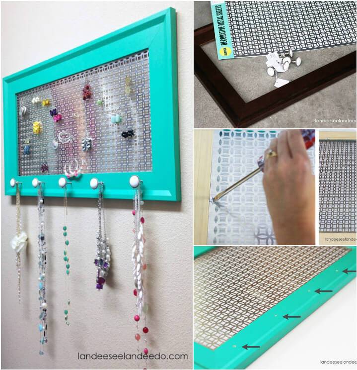 DIY wall hanging jewelry organizer