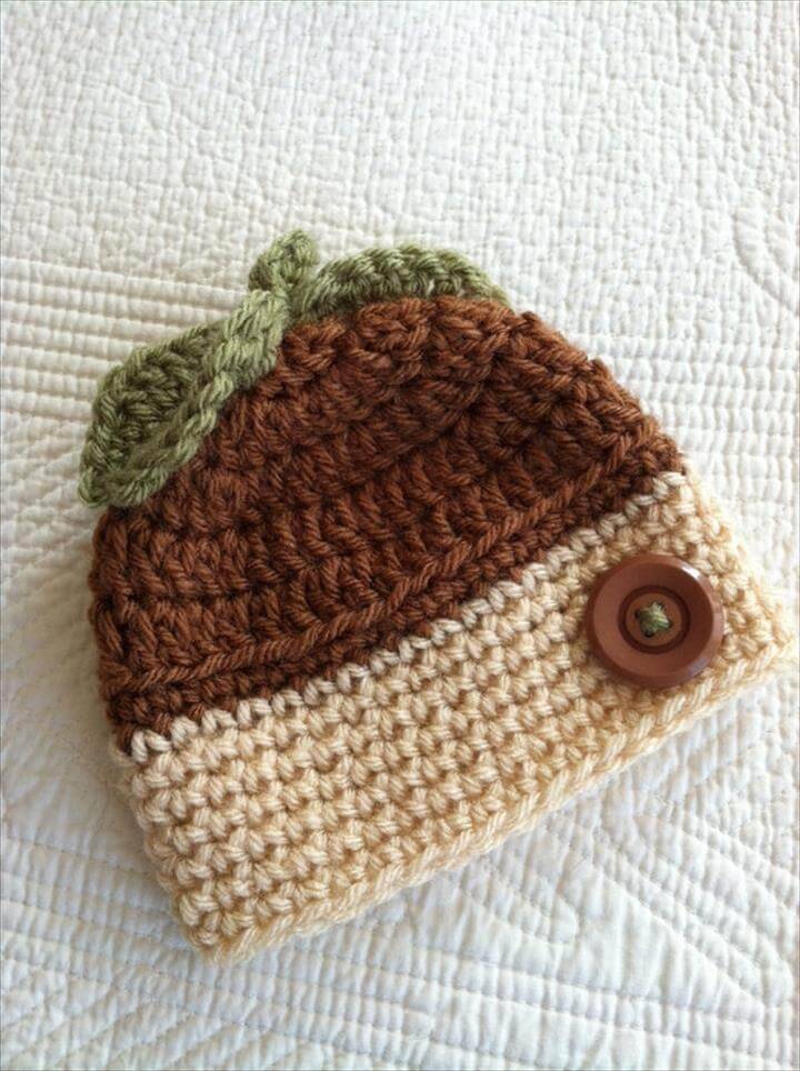 easy crochet acorn baby hat pattern