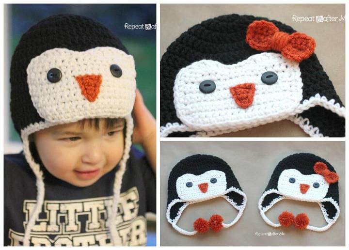 super cute baby penguin crochet hat pattern