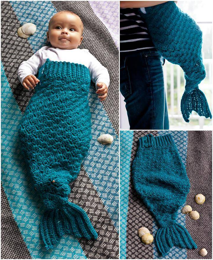 free crochet mermaid tail baby cozy pattern
