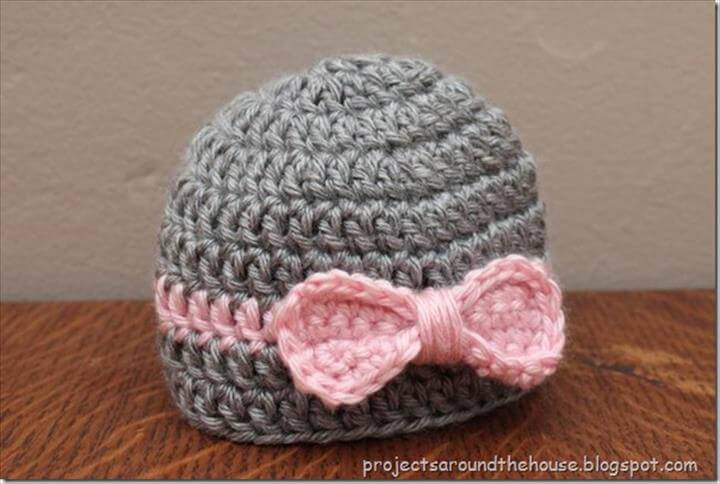 easy to crochet baby newborn bow hat