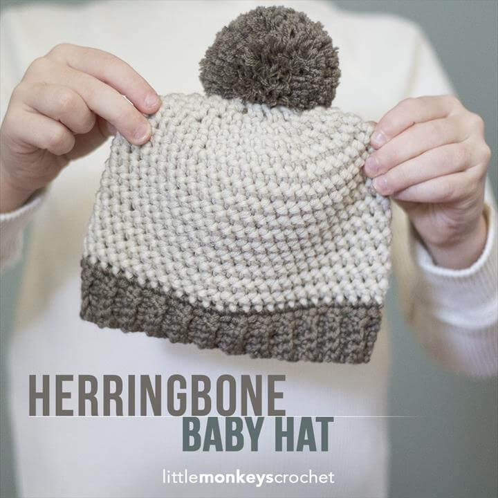 easy herringbone baby hat pattern