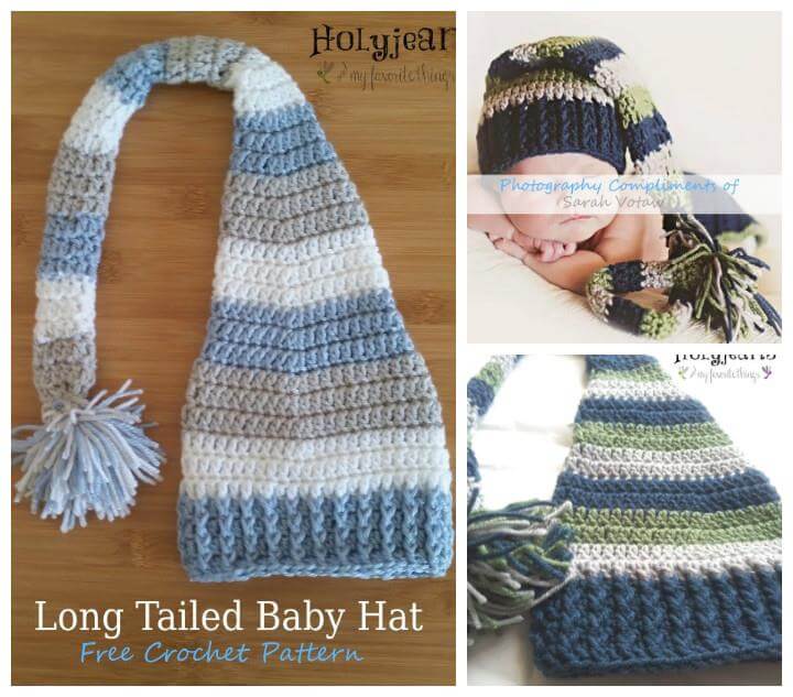 long tailed crochet baby hat pattern