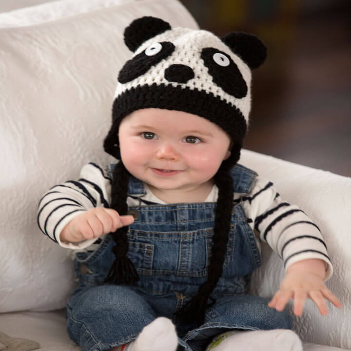 sweet baby panda crochet hat