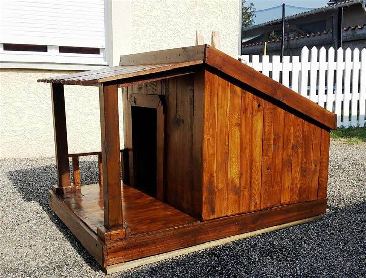 self-made luxurious pallet dog house