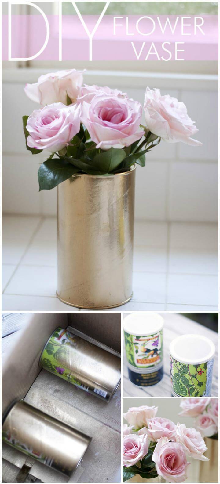 DIY spray painted gold flower vase