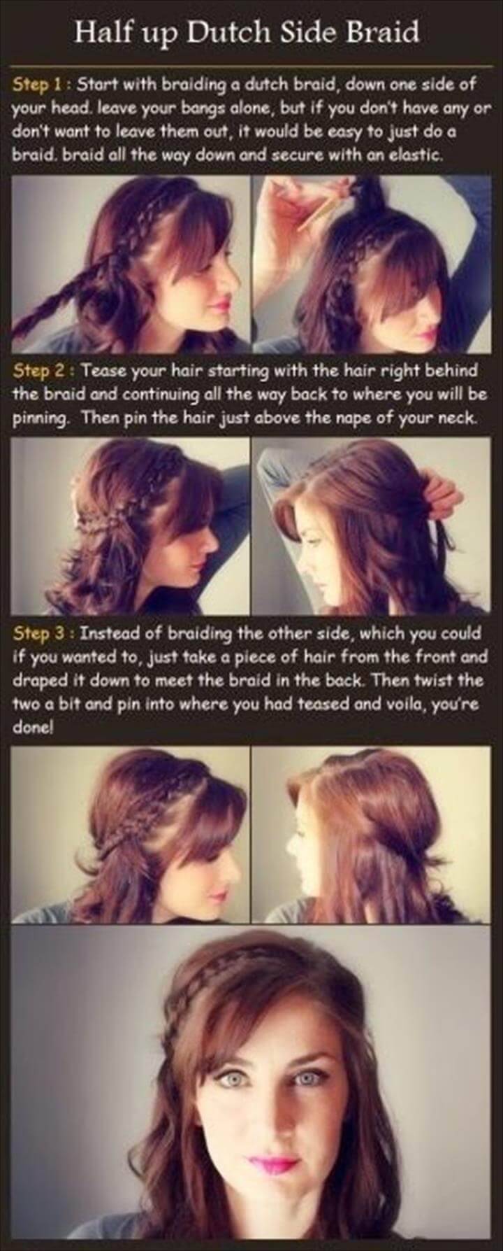 half up dutch side braid hairstyle