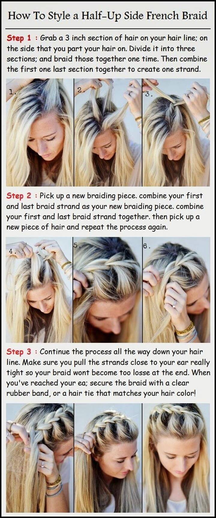 half up french braid hair tutorial